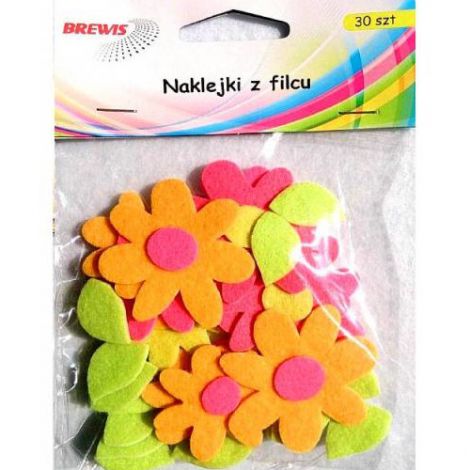 Naklejki z filcu Brewis Kwiatki, 30szt